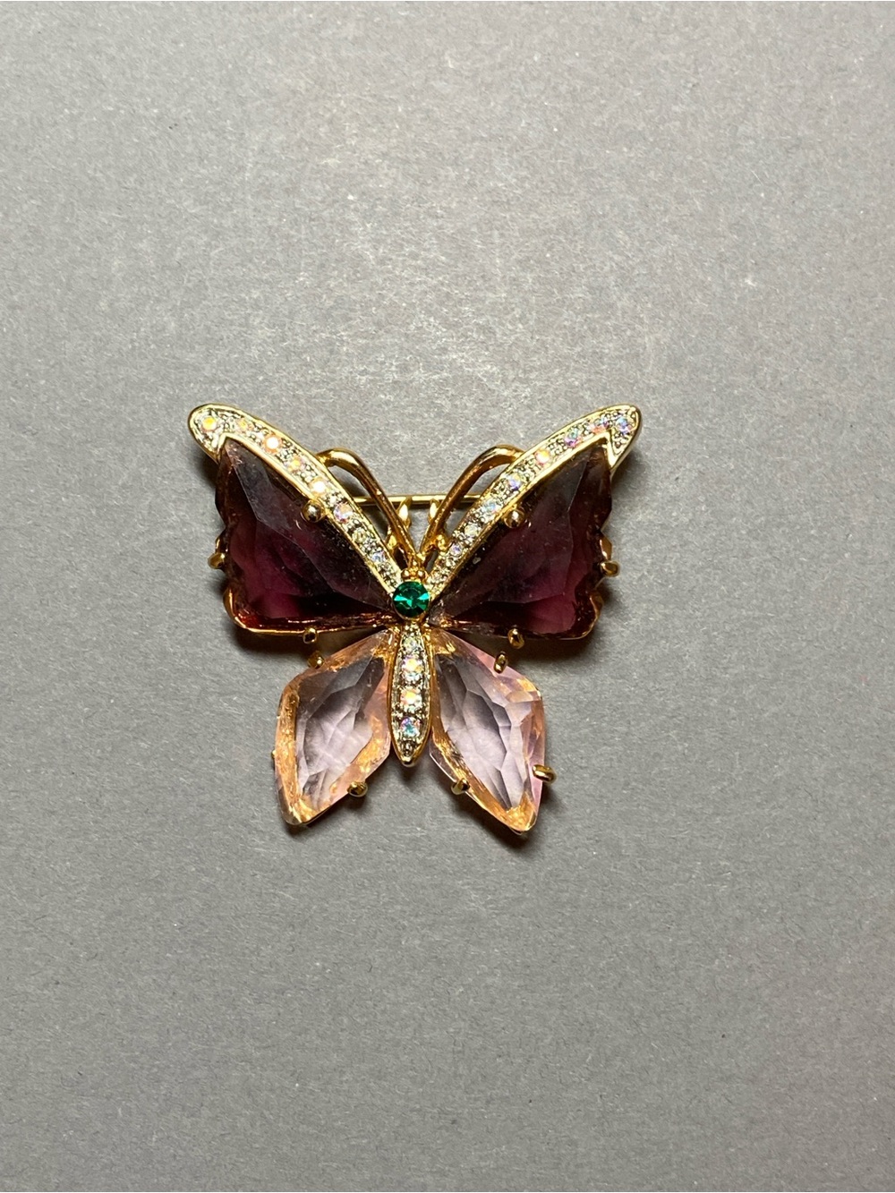Vintage butterfly rhinestone pin brooch